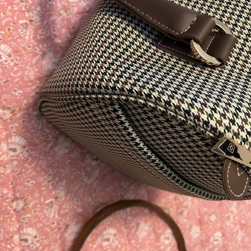 London Fog Houndstooth Travel Bag in Black, White and Brown